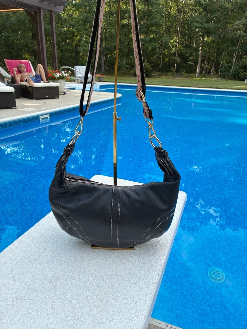 Coach Soho 10032 Black Leather Hobo Shoulder Bag Contrast Stitching Y2K - Picture 3 of 15